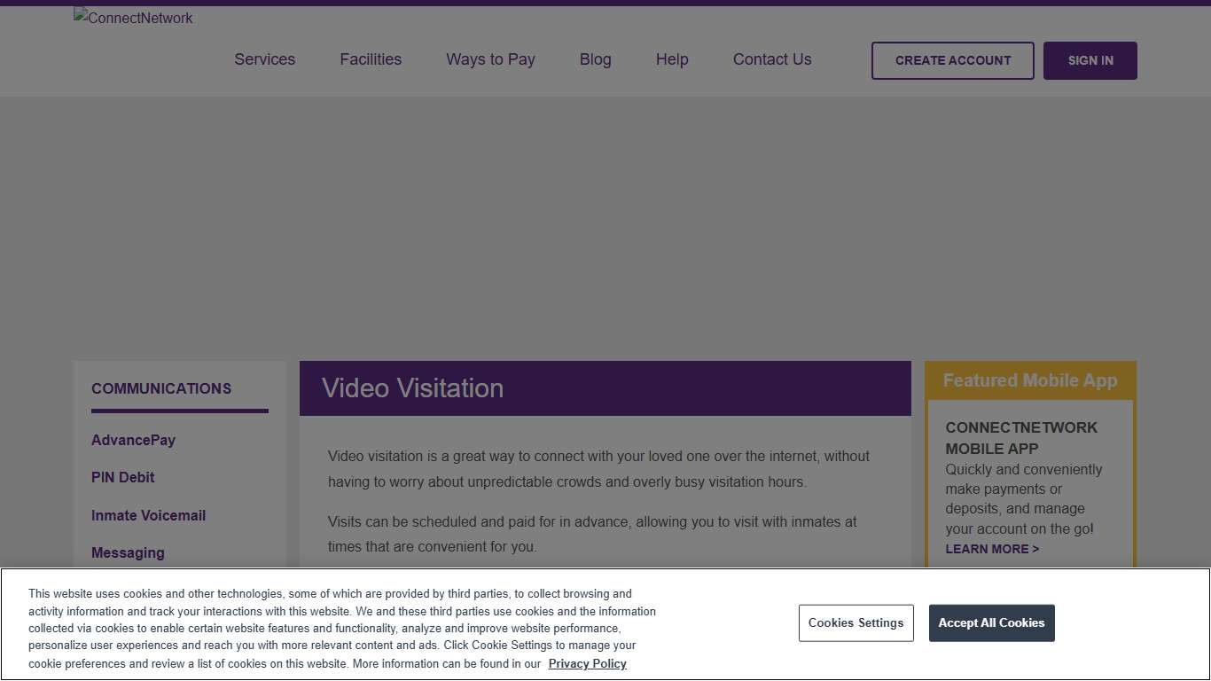 ConnectNetwork Video Visitation Easy face-to-face communication