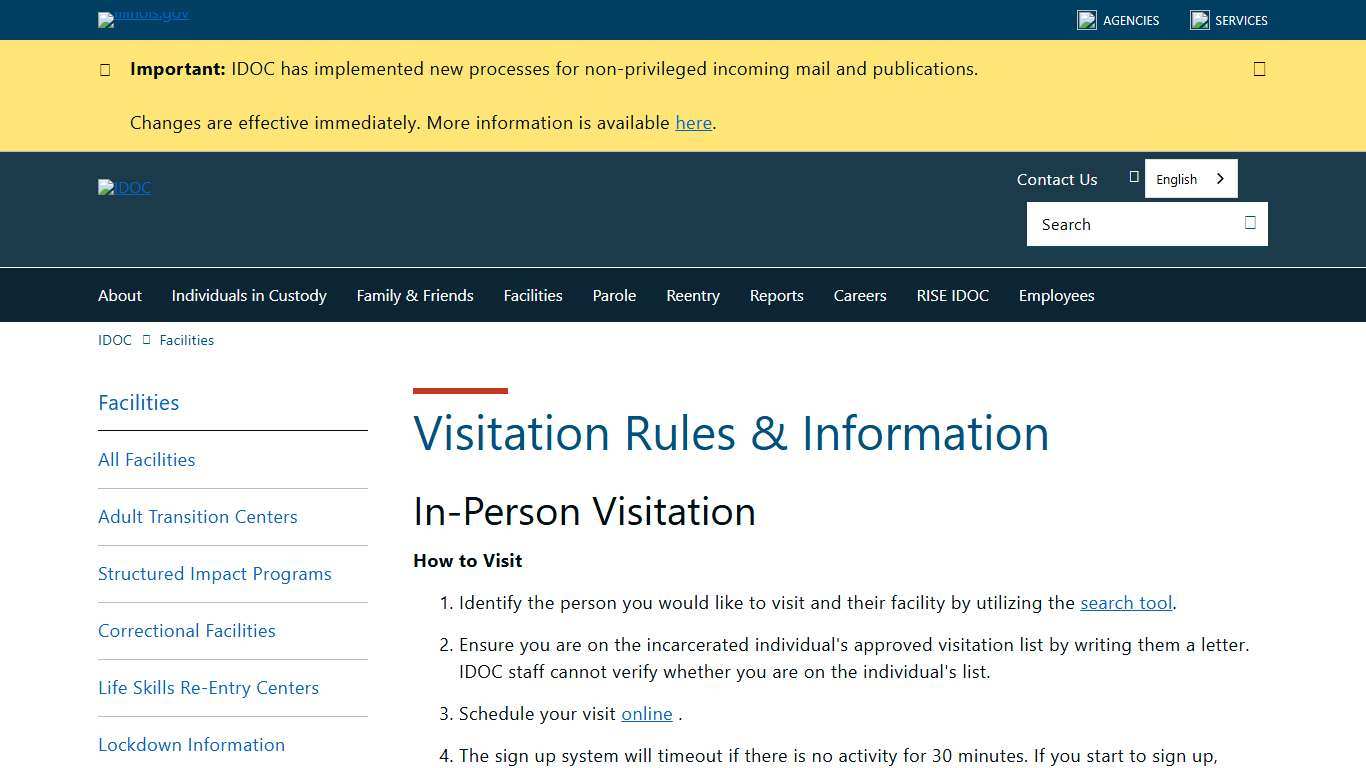 Visitation Rules & Information